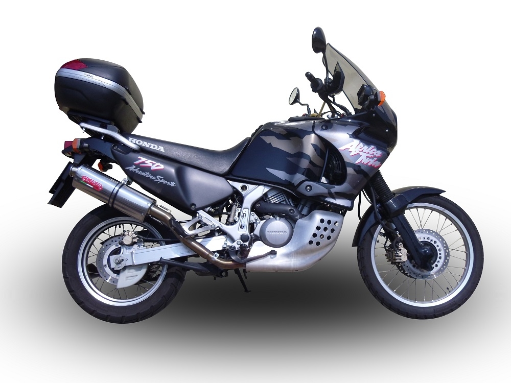 Exhaust compatible with Honda Africa Twin XRV 750 RD07 1993-2003, Trioval, Homologated legal slip-on exhaust including removable db killer and link pipe 