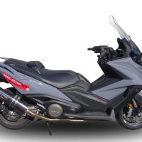 Egzoz ile uyumlu Kymco Ak 550 2017-2020, Furore Nero, Homologe edilmemiş dbkiller ile yarış sistemi Tam hat, susturucu artı toplayıcı 