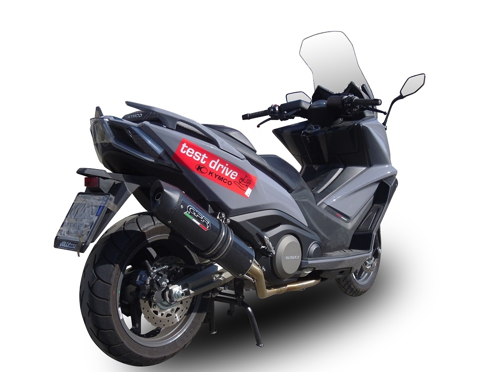 Egzoz ile uyumlu Kymco Ak 550 2017-2020, Furore Nero, Homologe edilmemiş dbkiller ile yarış sistemi Tam hat, susturucu artı toplayıcı 