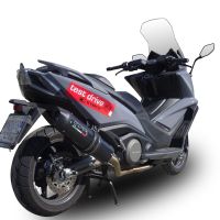 Egzoz ile uyumlu Kymco Ak 550 2017-2020, Furore Nero, Homologe edilmemiş dbkiller ile yarış sistemi Tam hat, susturucu artı toplayıcı 