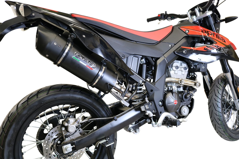 Egzoz ile uyumlu Aprilia Rx 125 2018-2020, Furore Evo4 Nero, Egzoz yasal, onaylı, çıkarılabilir db killer ve bağlantı borulu susturucu 
