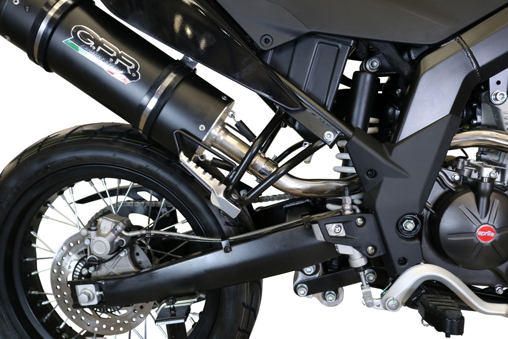 Egzoz ile uyumlu Aprilia Rx 125 2018-2020, Furore Evo4 Nero, Egzoz yasal, onaylı, çıkarılabilir db killer ve bağlantı borulu susturucu 