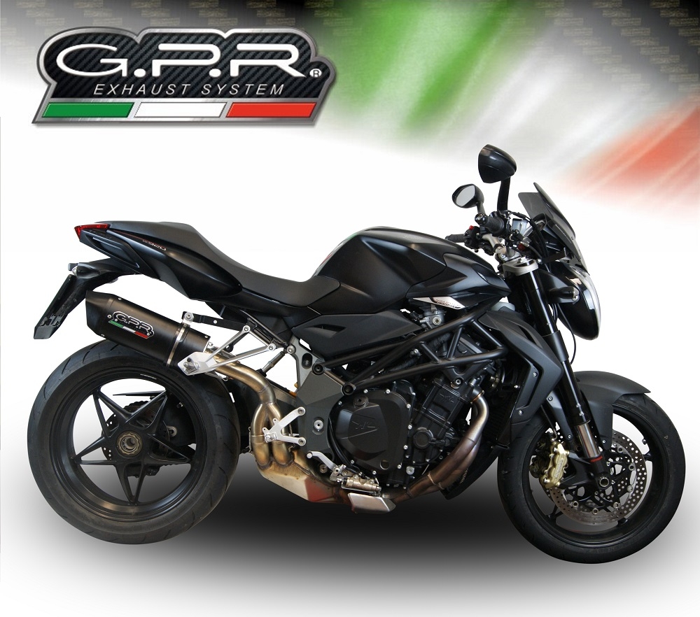 Exhaust compatible with Mv Agusta Brutale 910 S - R 2005-2011, Furore Nero, Homologated legal slip-on exhaust including removable db killer and link pipe 