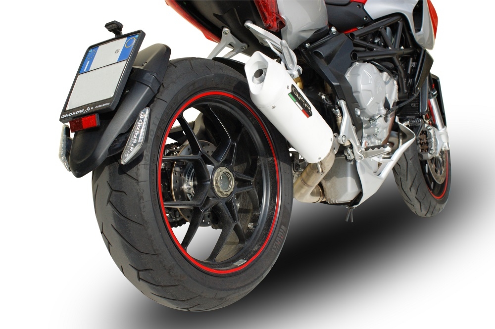 Egzoz ile uyumlu Mv Agusta Rivale - Stradale 800 2014-2016, Albus Ceramic, Egzoz yasal, onaylı, çıkarılabilir db killer ve bağlantı borulu susturucu 
