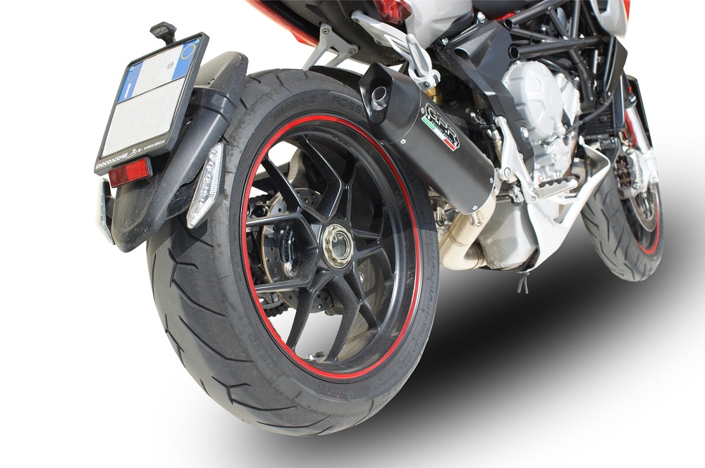 Egzoz ile uyumlu Mv Agusta Rivale - Stradale 800 2014-2016, Furore Nero, Egzoz yasal, onaylı, çıkarılabilir db killer ve bağlantı borulu susturucu 