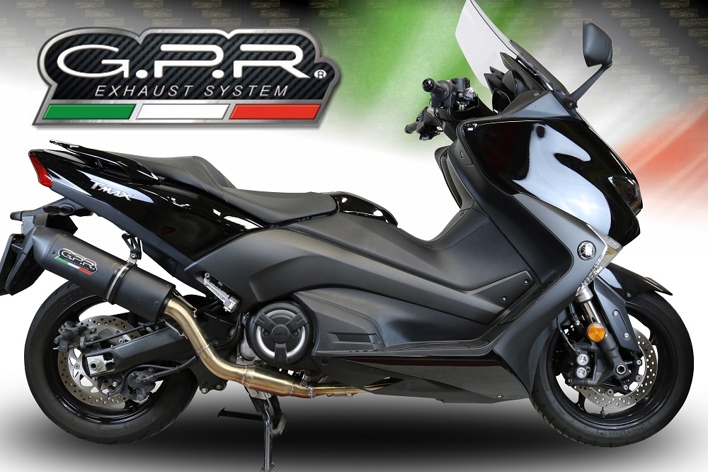 Egzoz ile uyumlu Yamaha T-Max 530 2017-2021, Furore Nero, Yalnızca gürültü için onaylanan sistem, AB dışındaki pazarlar için geçerlidir Tam hat, susturucu artı toplayıcı 