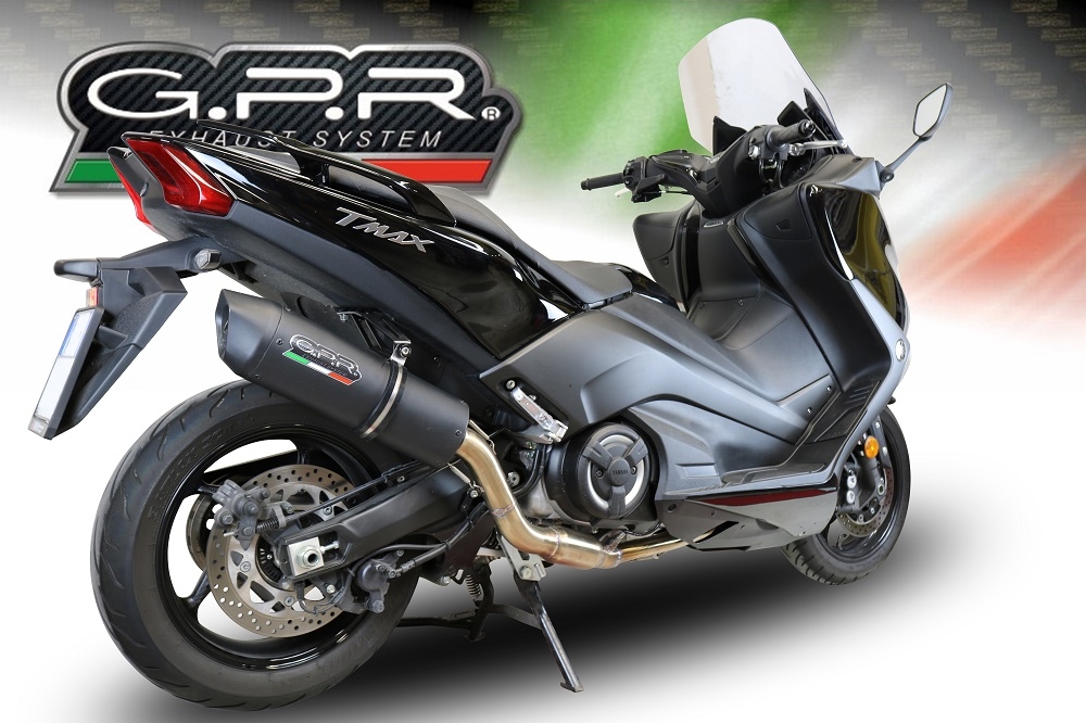 Egzoz ile uyumlu Yamaha T-Max 530 2017-2021, Furore Nero, Yalnızca gürültü için onaylanan sistem, AB dışındaki pazarlar için geçerlidir Tam hat, susturucu artı toplayıcı 