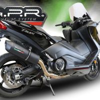 Egzoz ile uyumlu Yamaha T-Max 530 2017-2021, Furore Nero, Yalnızca gürültü için onaylanan sistem, AB dışındaki pazarlar için geçerlidir Tam hat, susturucu artı toplayıcı 