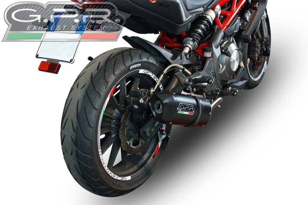 Egzoz ile uyumlu Benelli Bn 302 S 2015-2016, Furore Nero, Egzoz yasal, onaylı, çıkarılabilir db killer ve bağlantı borulu susturucu 