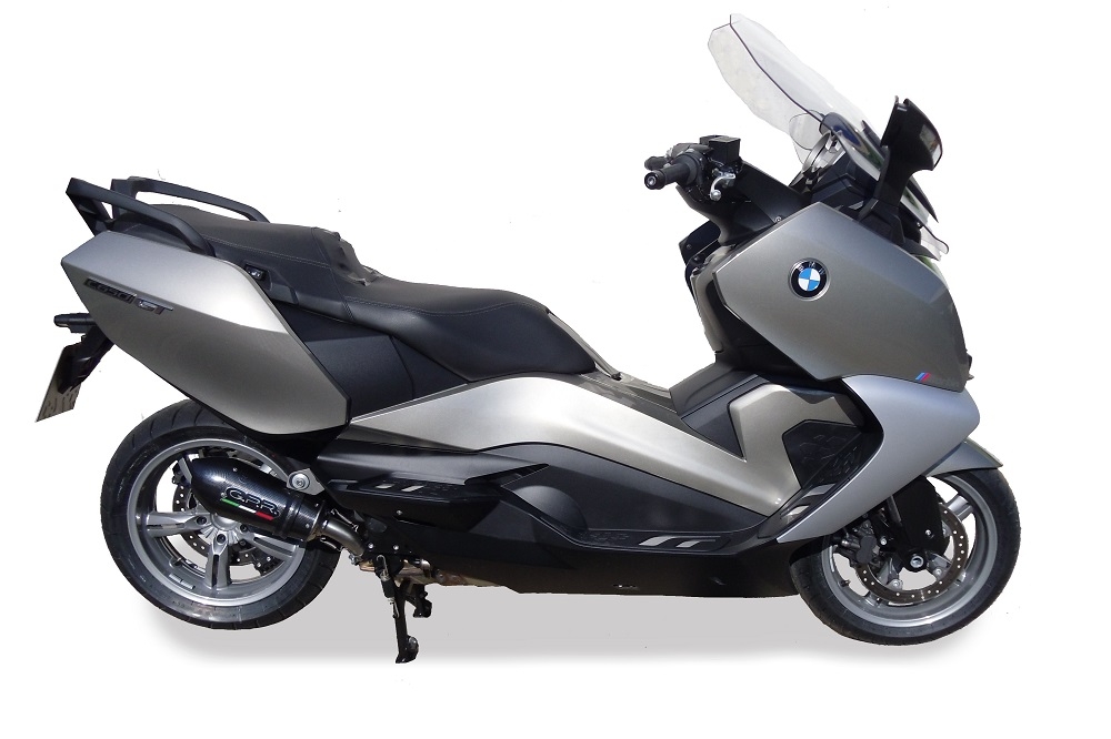 GPR exhaust compatible with  Bmw C 650 Gt 2012-2015, New Grand Prix Evo Poppy, Homologated legal slip-on exhaust including removable db killer and link pipe 