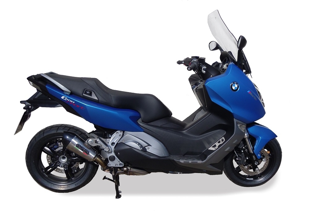 GPR exhaust compatible with  Bmw C 600 Sport 2012-2016, New Grand Prix Evo Titanium, Homologated legal slip-on exhaust including removable db killer and link pipe 