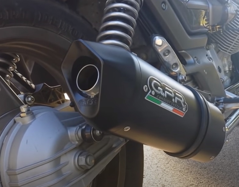 Exhaust compatible with Moto Guzzi Breva 750 2003-2009, Furore Nero, Dual Homologated legal slip-on exhaust including removable db killers and link pipes 