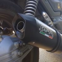 Exhaust compatible with Moto Guzzi Breva 750 2003-2009, Furore Nero, Dual Homologated legal slip-on exhaust including removable db killers and link pipes 