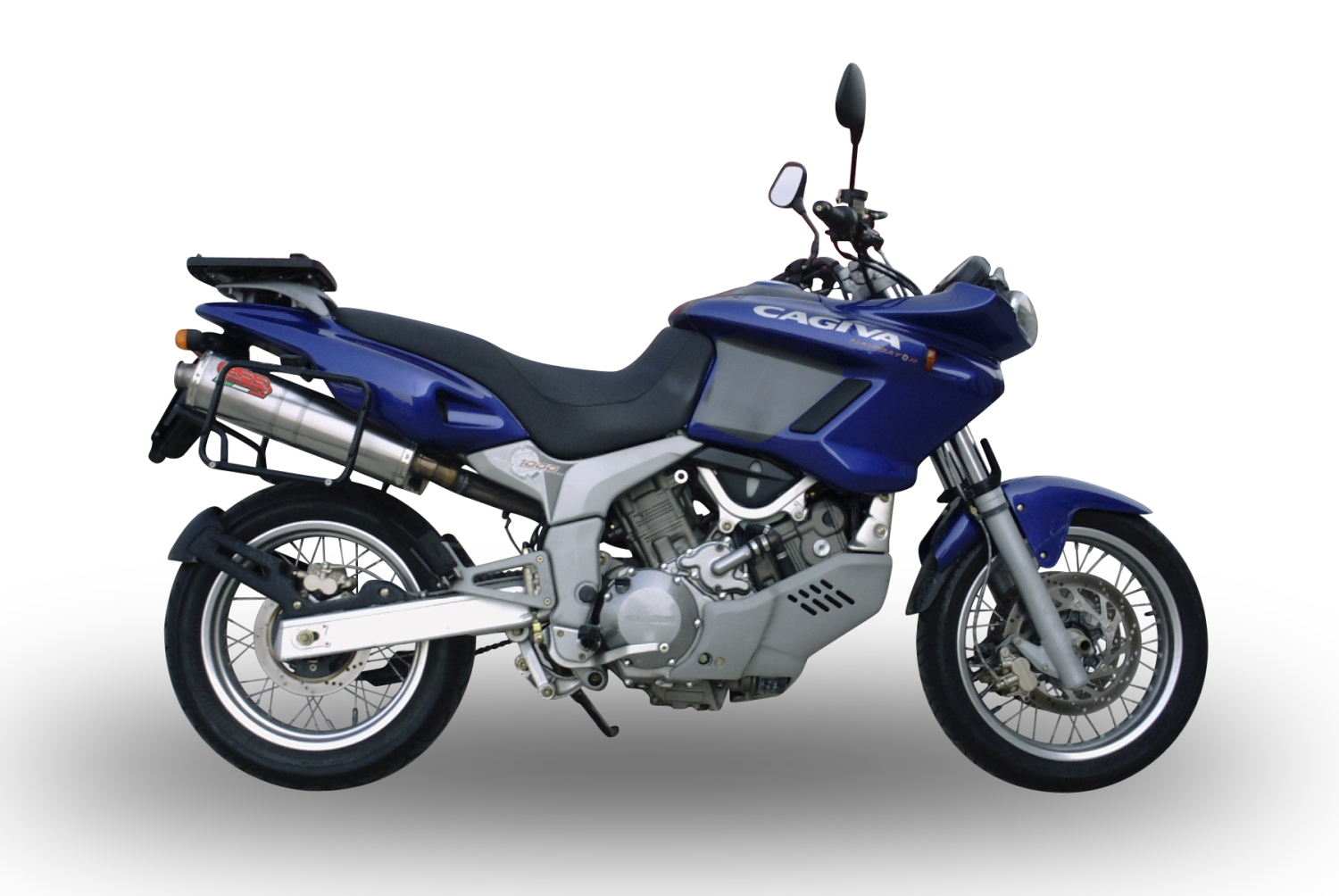 Exhaust compatible with Cagiva Navigator 1000 2000-2005, Trioval, Dual Homologated legal slip-on exhaust including removable db killers and link pipes 
