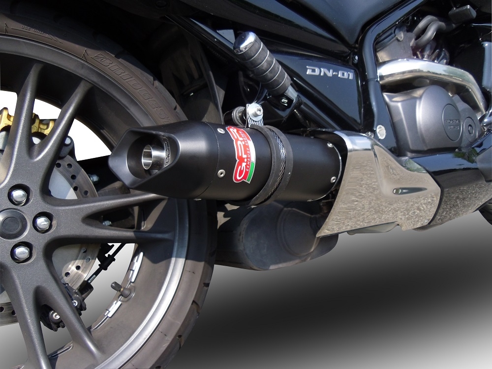 Exhaust compatible with Honda Dn-01 2008-2010, Furore Nero, Homologated legal slip-on exhaust including removable db killer and link pipe 