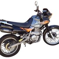 Exhaust compatible with Honda Dominator Nx 650 1988-2001, Furore Poppy, Homologated legal mid-full system exhaust including removable db killer 
