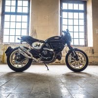 Exhaust compatible with Ducati Scrambler 800 2017-2020, Deeptone Inox, Dual slip-on exhaust legal for UK and non-EU countries including removable db killers and link pipes 