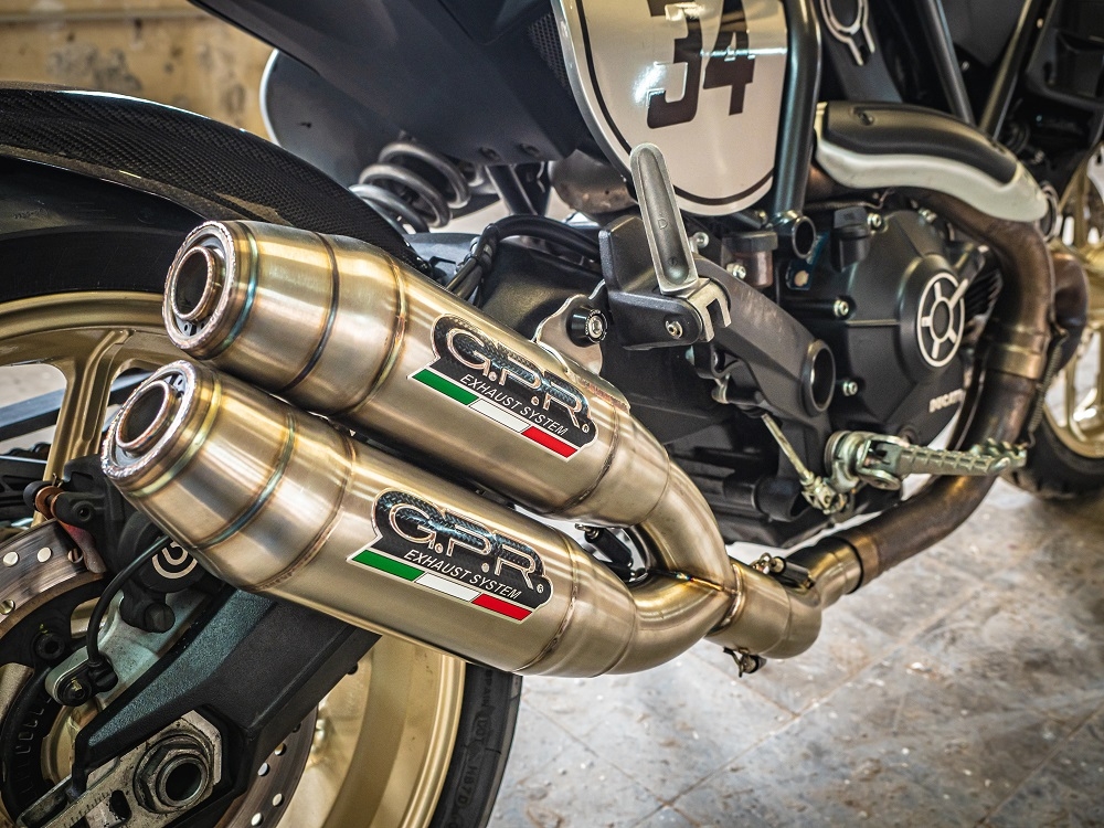 Exhaust compatible with Ducati Scrambler 800 2017-2020, Deeptone Inox, Dual slip-on exhaust legal for UK and non-EU countries including removable db killers and link pipes 