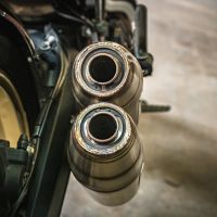 Exhaust compatible with Ducati Scrambler 800 2017-2020, Deeptone Inox, Dual slip-on exhaust legal for UK and non-EU countries including removable db killers and link pipes 