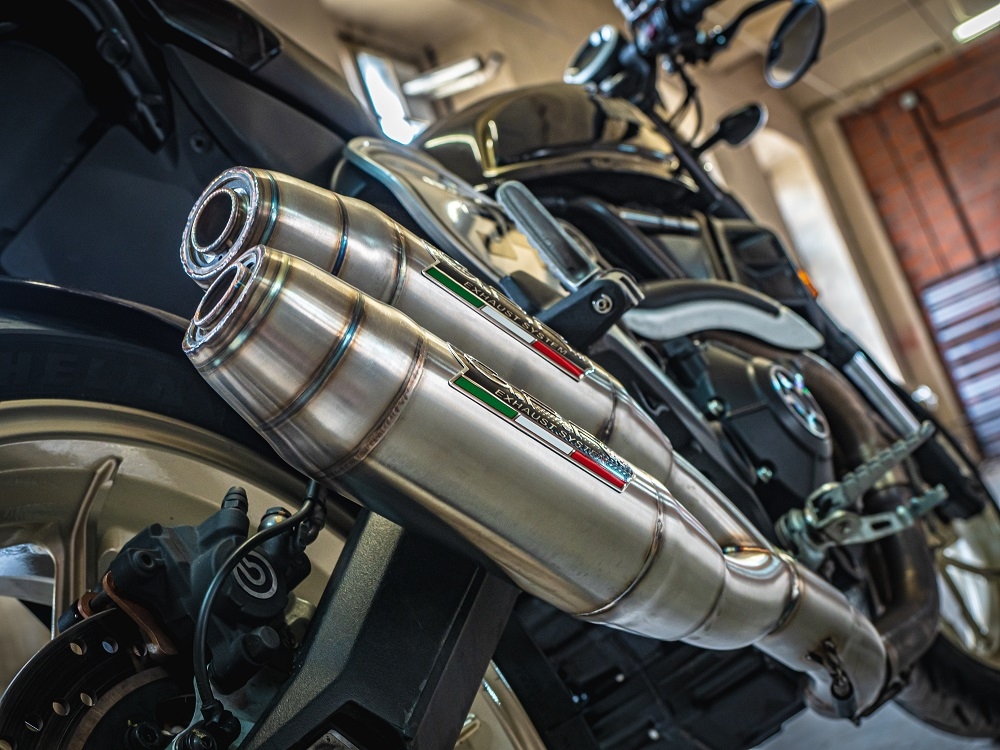 Exhaust compatible with Ducati Scrambler 800 2017-2020, Deeptone Inox, Dual slip-on exhaust legal for UK and non-EU countries including removable db killers and link pipes 