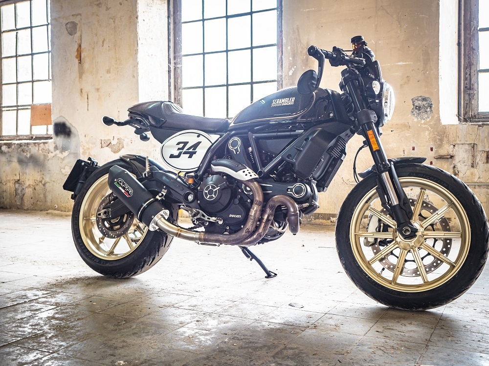 Egzoz ile uyumlu Ducati Scrambler 800 2015-2016, Furore Nero, Egzoz yasal, onaylı, çıkarılabilir db killer ve bağlantı borulu susturucu 