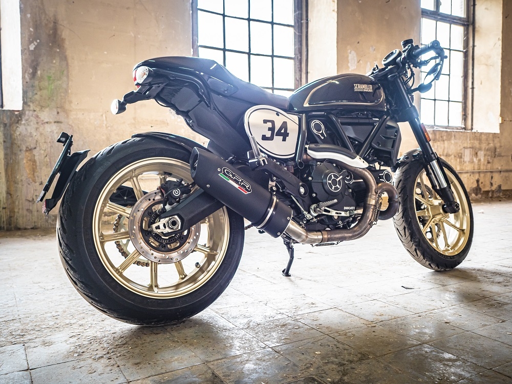 Egzoz ile uyumlu Ducati Scrambler 800 2015-2016, Furore Nero, Egzoz yasal, onaylı, çıkarılabilir db killer ve bağlantı borulu susturucu 