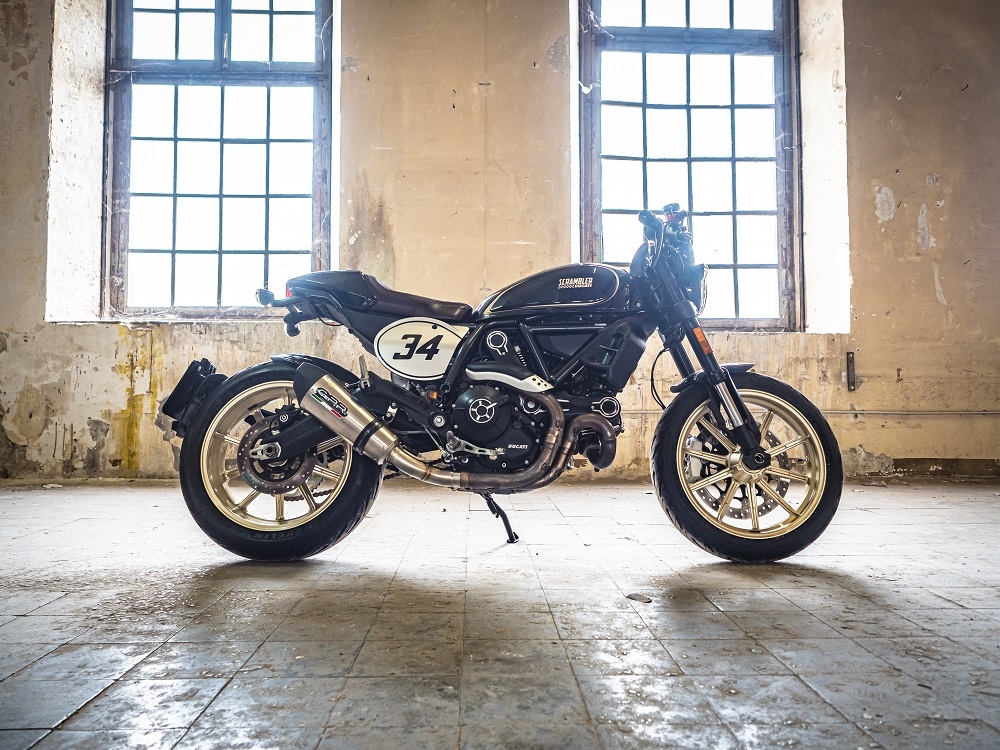 GPR exhaust compatible with  Ducati Scrambler 800  2017-2020, New Grand Prix Evo Titanium, Slip-on exhaust legal for UK and non-EU markets including link pipe and removable db killer 