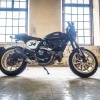 Egzoz ile uyumlu Ducati Scrambler 800 2015-2016, M3 Black Titanium, Egzoz yasal, onaylı, çıkarılabilir db killer ve bağlantı borulu susturucu 