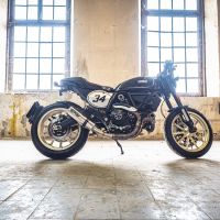 Exhaust compatible with Ducati Scrambler 800 2017-2020, M3 Inox , Slip-on exhaust legal for UK and non-EU markets including link pipe and removable db killer 