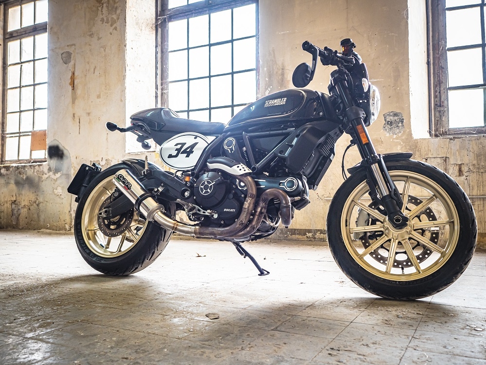 Exhaust compatible with Ducati Scrambler 800 2017-2020, M3 Inox , Slip-on exhaust legal for UK and non-EU markets including link pipe and removable db killer 