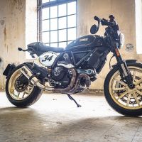 Exhaust compatible with Ducati Scrambler 800 2017-2020, M3 Inox , Slip-on exhaust legal for UK and non-EU markets including link pipe and removable db killer 