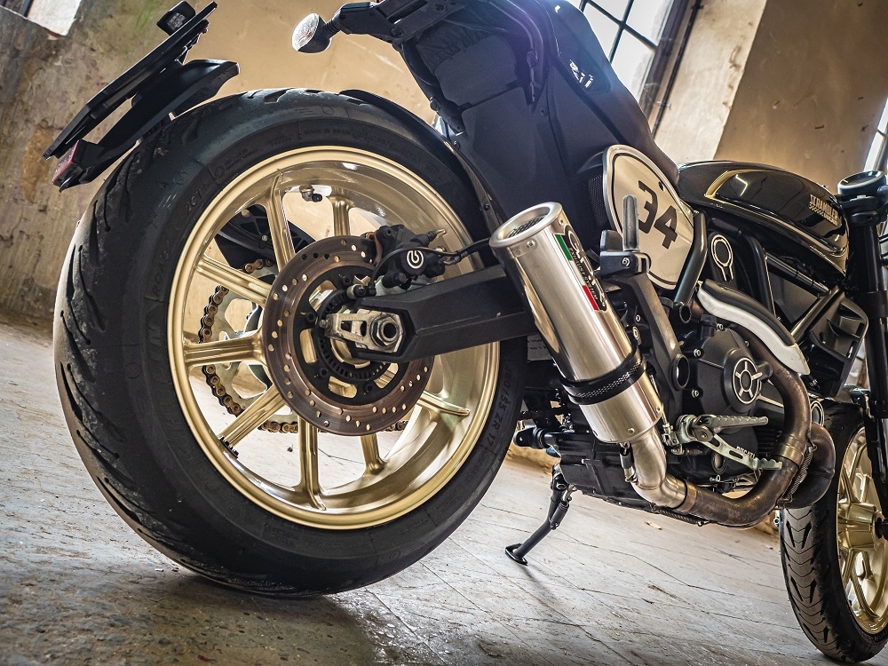 Exhaust compatible with Ducati Scrambler 800 2017-2020, M3 Inox , Slip-on exhaust legal for UK and non-EU markets including link pipe and removable db killer 