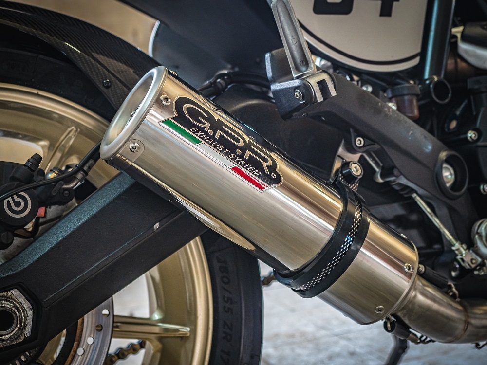 Exhaust compatible with Ducati Scrambler 800 2017-2020, M3 Inox , Slip-on exhaust legal for UK and non-EU markets including link pipe and removable db killer 