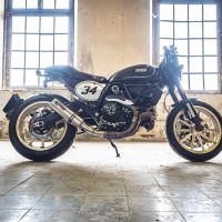 Exhaust compatible with Ducati Scrambler 800 2015-2016, M3 Titanium Natural, Homologated legal slip-on exhaust including removable db killer and link pipe 