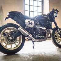 Exhaust compatible with Ducati Scrambler 800 2015-2016, M3 Titanium Natural, Homologated legal slip-on exhaust including removable db killer and link pipe 