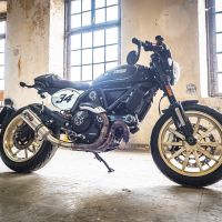 Exhaust compatible with Ducati Scrambler 800 2015-2016, M3 Titanium Natural, Homologated legal slip-on exhaust including removable db killer and link pipe 