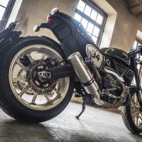 Exhaust compatible with Ducati Scrambler 800 2015-2016, M3 Titanium Natural, Homologated legal slip-on exhaust including removable db killer and link pipe 
