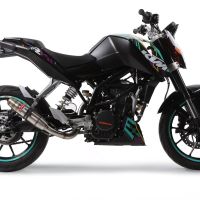 Egzoz ile uyumlu Ktm Duke 200 2012-2020, Deeptone Inox, Egzoz yasal, onaylı, çıkarılabilir db killer ve bağlantı borulu susturucu 