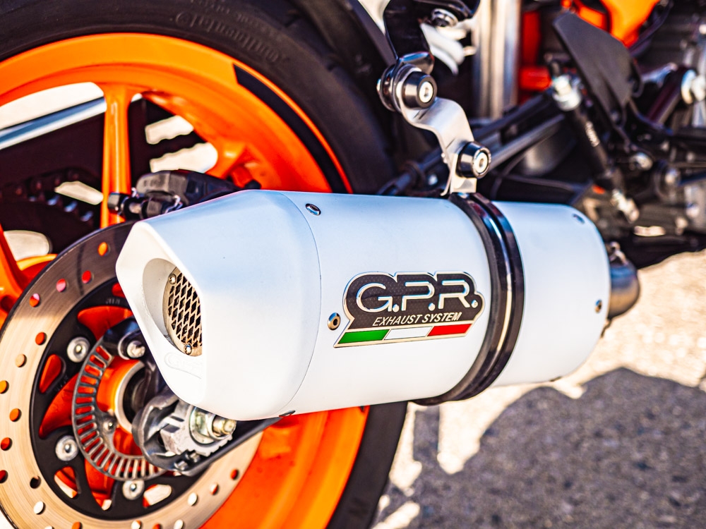 Egzoz ile uyumlu Ktm Rc 390 2017-2020, Albus Evo4, Egzoz yasal, onaylı, çıkarılabilir db killer ve bağlantı borulu susturucu 