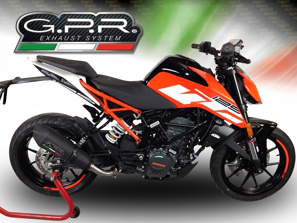 GPR exhaust compatible with  Ktm Duke 390 2017-2020, New Grand Prix Evo Black Titanium, Homologated legal slip-on exhaust including removable db killer and link pipe 