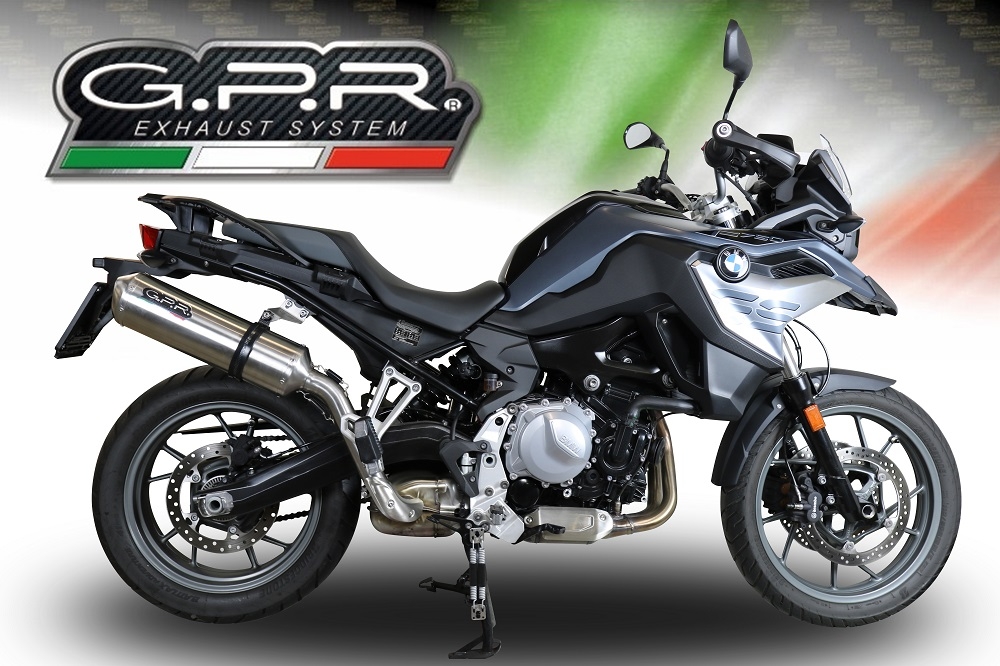 Egzoz ile uyumlu Bmw F 750 Gs 2018-2020, Satinox, Egzoz yasal, onaylı, çıkarılabilir db killer ve bağlantı borulu susturucu 