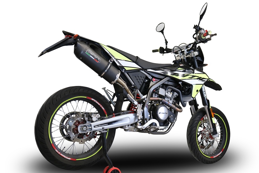 Exhaust compatible with Fantic Motor 125 M Performance 2019-2020, Furore Nero, Homologated legal slip-on exhaust including removable db killer and link pipe 