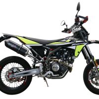Exhaust compatible with Fantic Motor XEF 125 2021-2024, Furore Evo4 Nero, Homologated legal slip-on exhaust including removable db killer and link pipe 