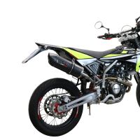 Exhaust compatible with Fantic Motor XEF 125 2021-2024, Furore Evo4 Nero, Homologated legal slip-on exhaust including removable db killer and link pipe 