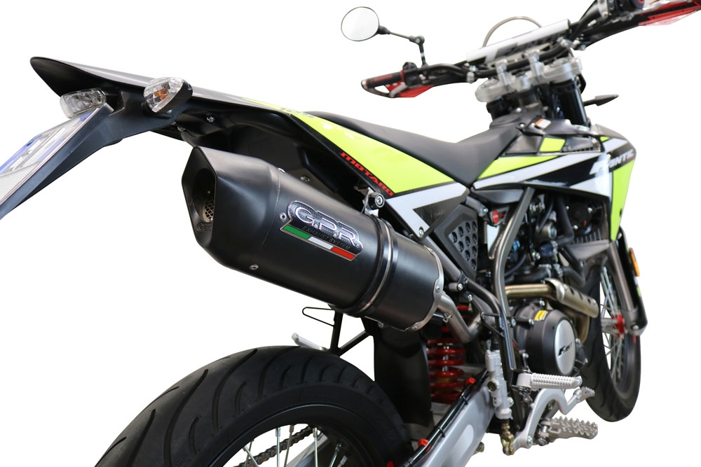 Exhaust compatible with Fantic Motor XEF 125 2021-2024, Furore Evo4 Nero, Homologated legal slip-on exhaust including removable db killer and link pipe 
