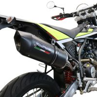 Exhaust compatible with Fantic Motor XEF 125 2021-2024, Furore Evo4 Nero, Homologated legal slip-on exhaust including removable db killer and link pipe 