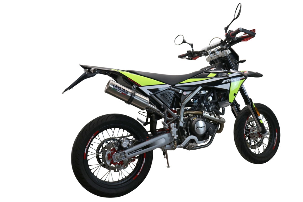 Exhaust compatible with Fantic Motor XEF 125 2021-2024, M3 Inox , Homologated legal slip-on exhaust including removable db killer and link pipe 