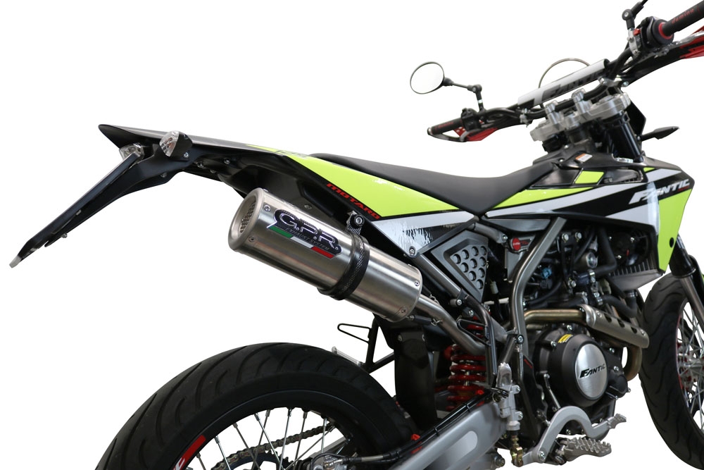 Exhaust compatible with Fantic Motor XEF 125 2021-2024, M3 Inox , Homologated legal slip-on exhaust including removable db killer and link pipe 