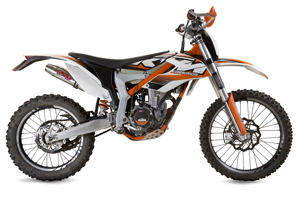 Egzoz ile uyumlu Ktm Freeride 350 4T 2012-2017, Deeptone Inox, Homologe sistem Double Susturucu ve özel bağlantı borusu 