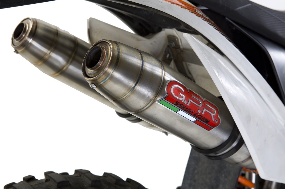 Egzoz ile uyumlu Ktm Freeride 350 4T 2012-2017, Deeptone Inox, Homologe sistem Double Susturucu ve özel bağlantı borusu 
